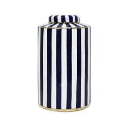 Navy & White Striped Jar