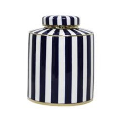 Navy & White Striped Jar