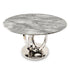 Zara 4 Seater Round Dining Table Silver - Grey Marble