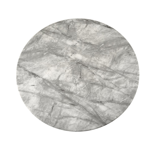 Zara 4 Seater Round Dining Table Silver - Grey Marble