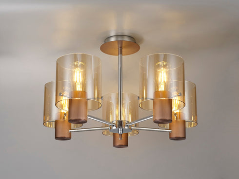 Brooks Semi Flush Light 5 Light