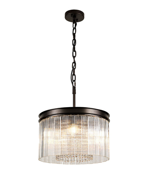 Burnaby Round Pendant /Semi Flush 5 Light Brown Oxide Small