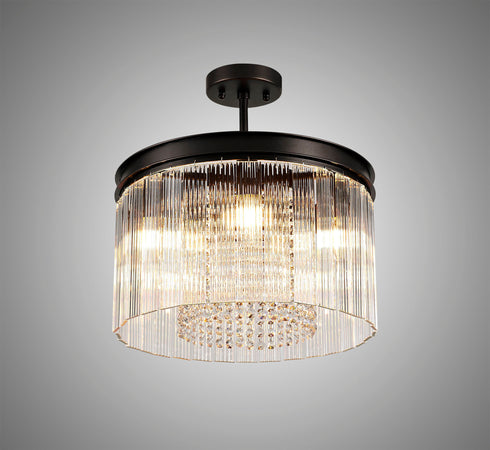 Burnaby Round Pendant /Semi Flush 5 Light Brown Oxide Small