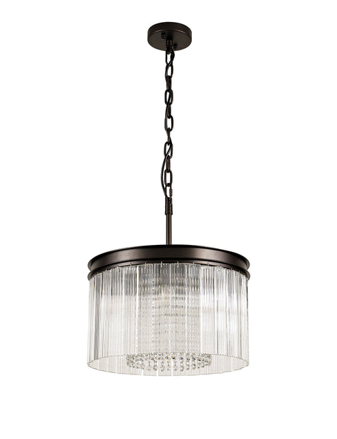 Burnaby Round Pendant /Semi Flush 5 Light Brown Oxide Small
