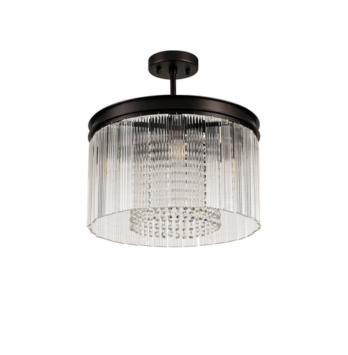 Burnaby Round Pendant /Semi Flush 5 Light Brown Oxide Small