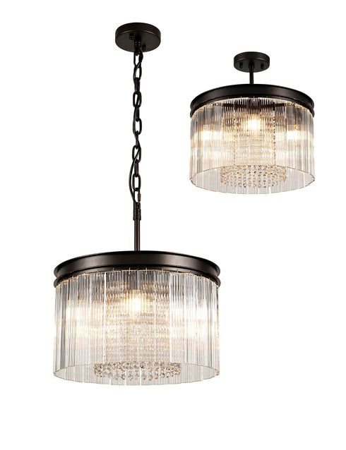 Burnaby Round Pendant /Semi Flush 5 Light Brown Oxide Small