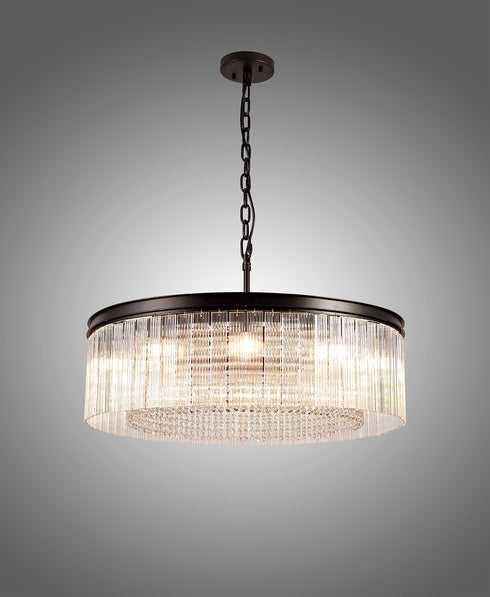 Burnaby Round Pendant/Semi Flush 10 Light Brown Oxide Large