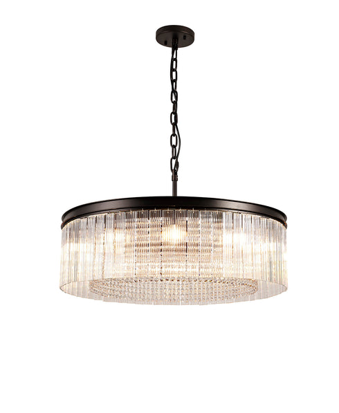 Burnaby Round Pendant/Semi Flush 10 Light Brown Oxide Large