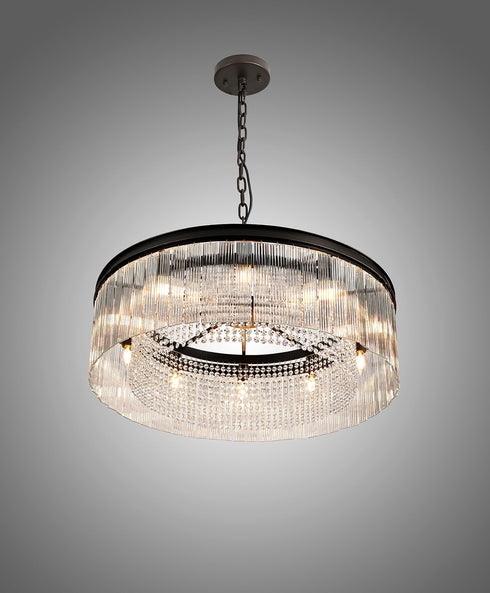 Burnaby Round Pendant/Semi Flush 10 Light Brown Oxide Large