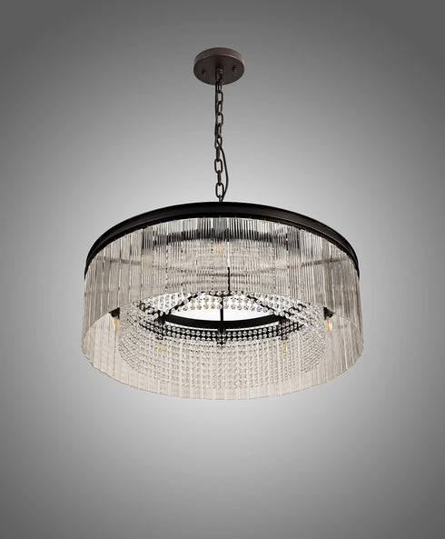 Burnaby Round Pendant/Semi Flush 10 Light Brown Oxide Large