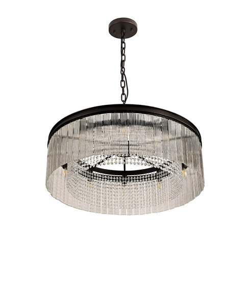 Burnaby Round Pendant/Semi Flush 10 Light Brown Oxide Large