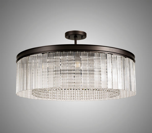 Burnaby Round Pendant/Semi Flush 10 Light Brown Oxide Large