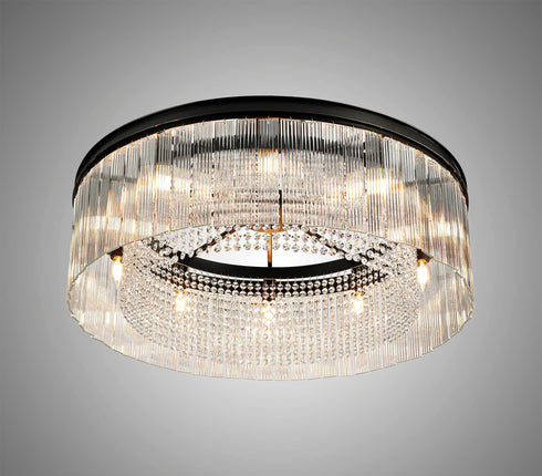 Burnaby Round Pendant/Semi Flush 10 Light Brown Oxide Large