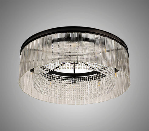 Burnaby Round Pendant/Semi Flush 10 Light Brown Oxide Large