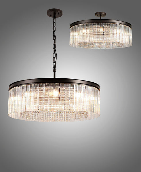 Burnaby Round Pendant/Semi Flush 10 Light Brown Oxide Large
