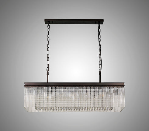 Burnaby Rectangular Pendant/Semi Flush 11 Light Brown Oxide