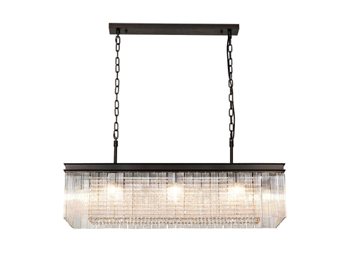Burnaby Rectangular Pendant/Semi Flush 11 Light Brown Oxide