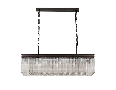 Burnaby Rectangular Pendant/Semi Flush 11 Light Brown Oxide
