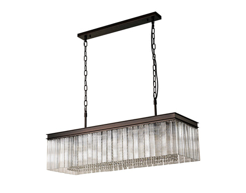 Burnaby Rectangular Pendant/Semi Flush 11 Light Brown Oxide