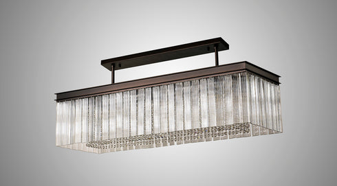Burnaby Rectangular Pendant/Semi Flush 11 Light Brown Oxide