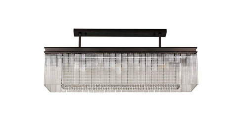 Burnaby Rectangular Pendant/Semi Flush 11 Light Brown Oxide