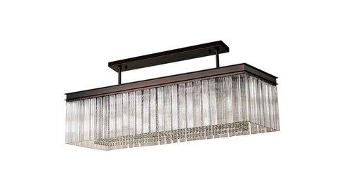 Burnaby Rectangular Pendant/Semi Flush 11 Light Brown Oxide