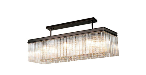 Burnaby Rectangular Pendant/Semi Flush 11 Light Brown Oxide