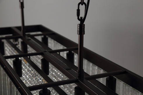 Burnaby Rectangular Pendant/Semi Flush 11 Light Brown Oxide