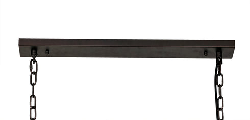 Burnaby Rectangular Pendant/Semi Flush 11 Light Brown Oxide