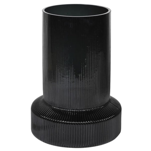 Black Ribbed Vase