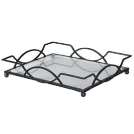 Black Rectangular Glass Tray