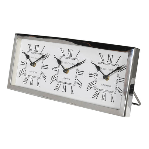 Chrome World Table Clock