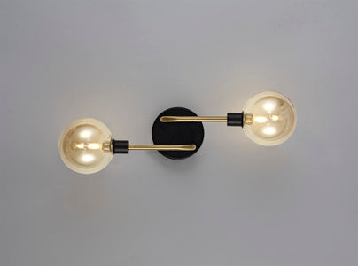 Delian 2 Light Black & Gold Wall Light