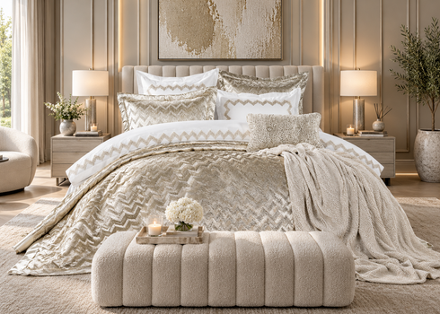 Elena Cream Bedspread 4 Piece Set