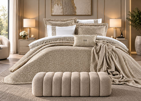 Emilia Beige Bedspread 4 Piece Set