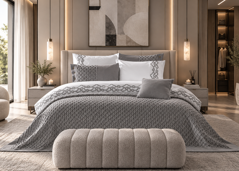Ariah Grey Bedspread 4 Piece Set