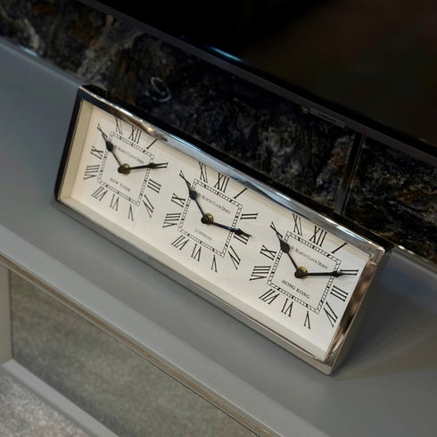 Chrome World Table Clock
