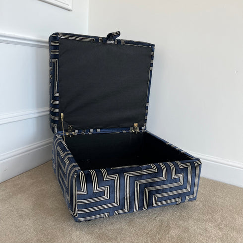 Navy Key Chain Ottoman Footstool