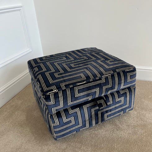 Navy Key Chain Ottoman Footstool