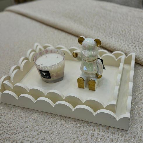 White Scallop Edge Trays - Set of 2