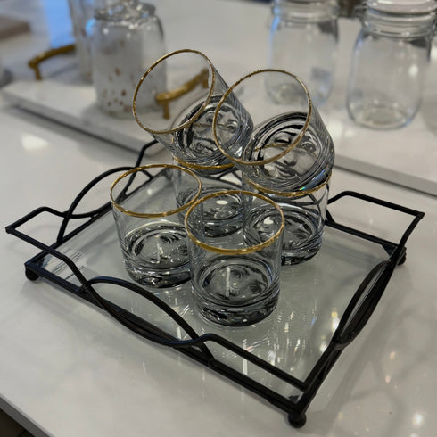 Black Rectangular Glass Tray