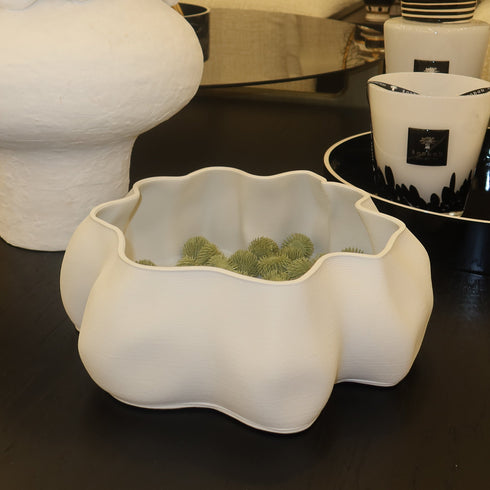White Wave 3D Printed Bowl