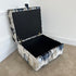 Cream & Navy Brushwork Ottoman Footstool