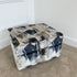 Cream & Navy Brushwork Ottoman Footstool