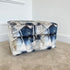 Cream & Navy Brushwork Ottoman Footstool