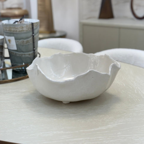Large White Wavy Bowl