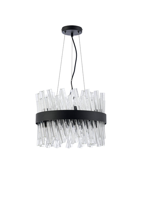 Kade Pendant Round Satin Black - Clear Glass