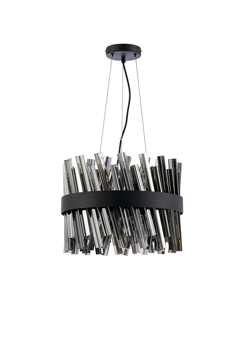 Kade Pendant Round Satin Black - Smoked Glass