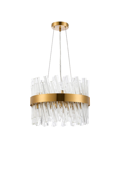 Kade Pendant Round Brass - Clear Glass