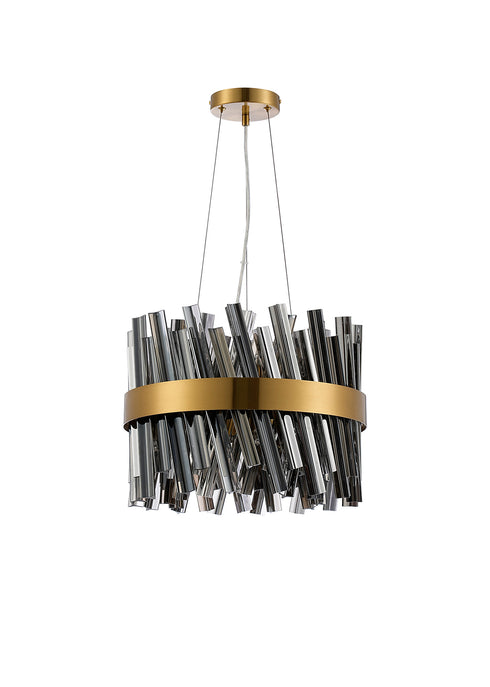 Kade Pendant Round Brass - Smoked Glass